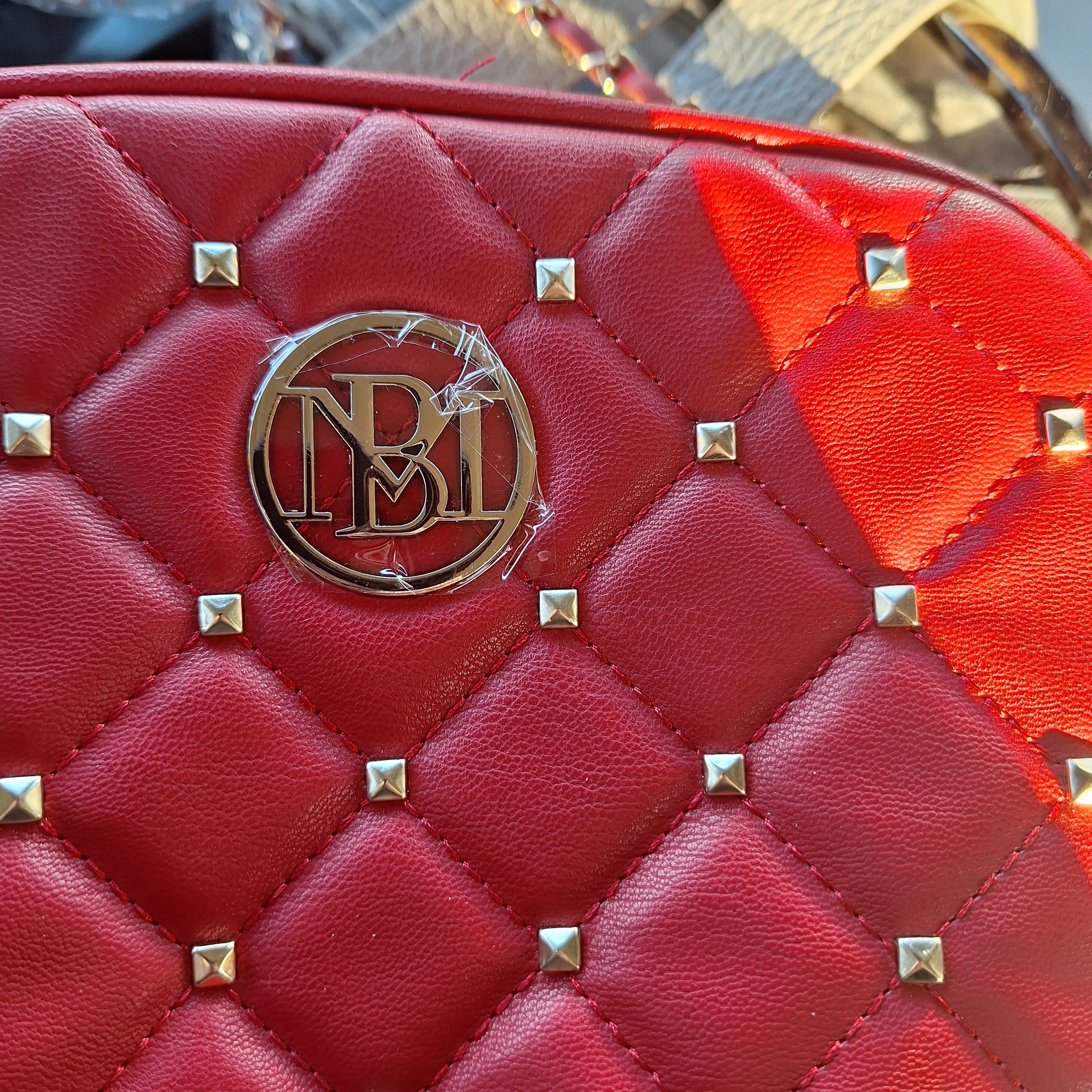 Mbi Red Studded Crossbody Bag